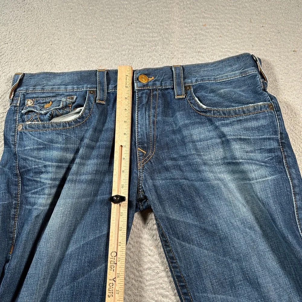 True‎ Religion Ricky Straight Jeans Mens 38 40x33 Flap Pockets Western USA Made